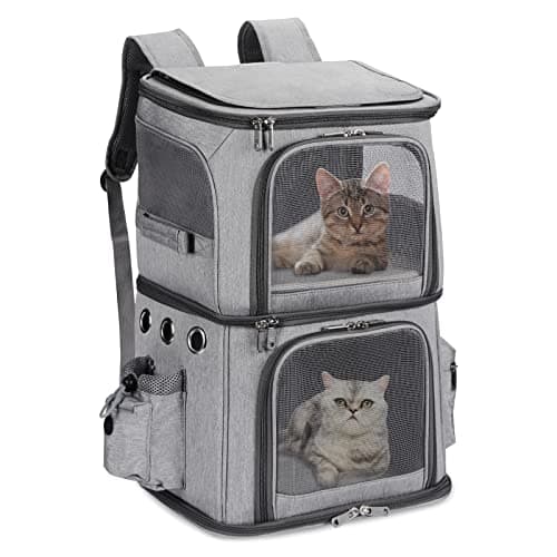 נשאית/תיק לכלב — Double-Compartment Pet Carrier Backpack for Small Cats and Dogs, Cat Travel Carr