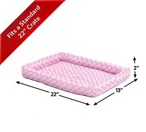 מיטה לכלב קטן — MidWest Homes for Pets QuietTime Fashion XS Dog Bed – Pink Faux Fur Bolster, Ult