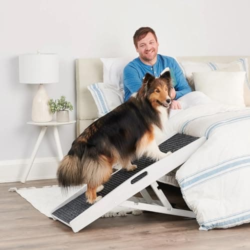 מדרגות לכלב — Carlson 39.5" Indoor Pet Ramp, White, Collapsible, Adjustable Height, Includes H