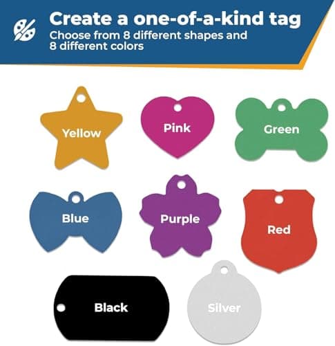 תג שם לכלב — GoTags Personalized Pet ID Tags for Dogs and Cats, Anodized Metal Tag in Bone, H