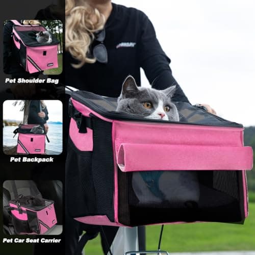 נשאית/תיק לכלב — Pet Carrier Bicycle Basket Bag Pet Carrier/Booster Backpack for Dogs and Cats wi