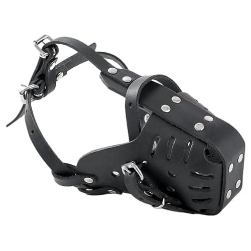 מחסום פה לכלב — Dog Muzzle|Dog Muzzle, Adjustable Leather Dog Muzzle to Prevent Biting, Barking 