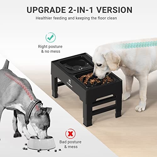 קערת האכלה לכלב — Elevated Dog Bowls, 2-in-1 Raised Slow Feeder Dog Bowls Stand with Anti Spill No