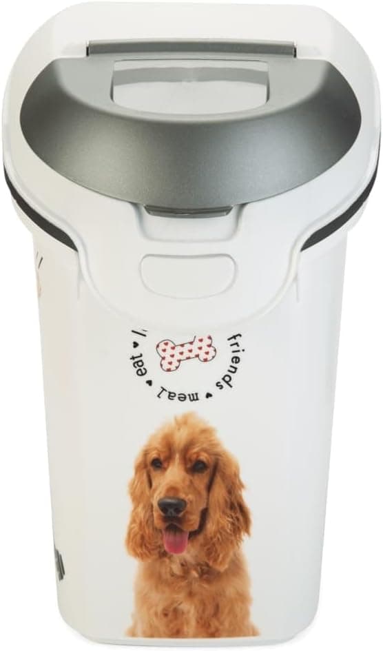 מיכל אחסון מזון לכלב — CURVER | Stackable Food Container 15L/6kg Love Pets Dog, White, 23.2 x 50.3 x 35