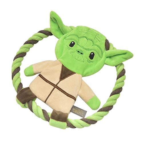 צעצוע חבל/כדור לכלב — STAR WARS for Pets Plush Yoda Rope Frisbee - Green Chewable Fetch Toys for Dogs 