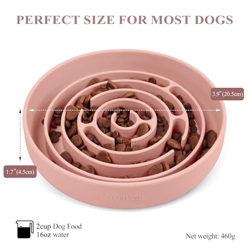קערת האכלה לכלב — Coomazy Slow Feeder Dog Bowls, Silicone Dog Bowl with Suction Cups, Slow Feeder 