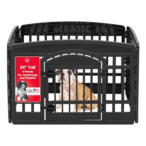 מלונה לכלב — IRIS USA Dog Playpen, Made in USA 4-Panel Pet Exercise Pen with Door Gate 35 x 3