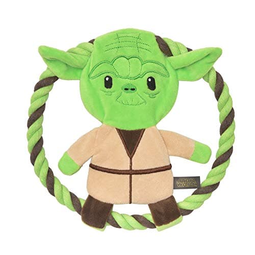 צעצוע חבל/כדור לכלב — STAR WARS for Pets Plush Yoda Rope Frisbee - Green Chewable Fetch Toys for Dogs 