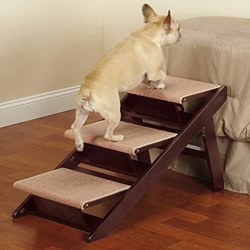 מדרגות לכלב — Pine Frame Dog RampSteps, 3 Step,Brown
