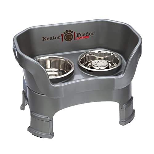 קערת האכלה לכלב — Neater Feeder Deluxe Medium Dog with Leg Extensions and Slow Feed Bowl, Gunmetal