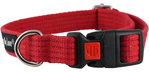 קולר לכלב — Dogs My Love Cotton Web Adjustable Dog Collar with Locking Device 4 Sizes Red (M