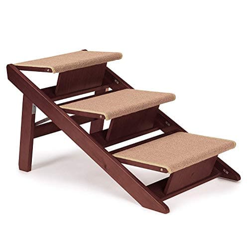 מדרגות לכלב — Pine Frame Dog RampSteps, 3 Step,Brown