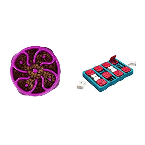 צעצוע חשיבה לכלב — Outward Hound Fun Feeder Slo Bowl (Medium/Mini, Purple) and Outward Hound Nina O