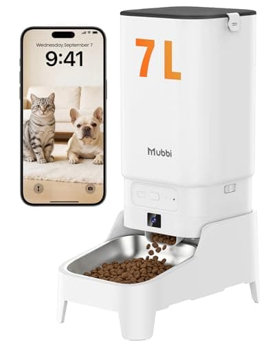 מצלמת מעקב לכלב — Automatic Cat Feeder with Camera - 7L/29 Cups Auto Dog Feeder with Large Food Tr