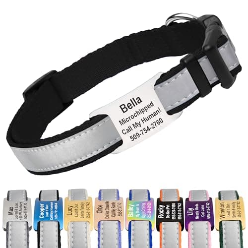 קולר לכלב — GoTags Reflective Personalized Dog Collar with Nameplate, Adjustable Dog Collar 