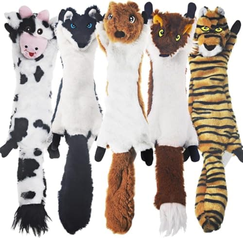 צעצוע חשיבה לכלב — SHARLOVY Dog Squeaky Toys 5 Pack, Pet Crinkle Toy No Stuffing Animals Plush, Dog