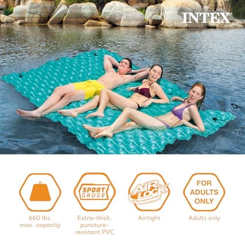 בריכה לכלב — Intex Giant Inflatable Floating Water Mat Relaxing Platform Pad for Pools and La