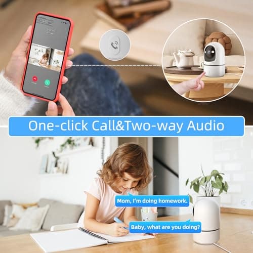 מצלמת מעקב לכלב — 2K Indoor Security Camera, 360° WiFi Cameras for Home Security, Baby/Pet Camera 