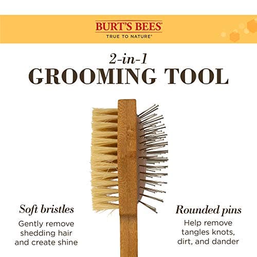 מברשת טיפוח לכלב — Burt's Bees for Pets Double Sided Pin & Hemp Bristle Dog Brush | Best All-Purpos