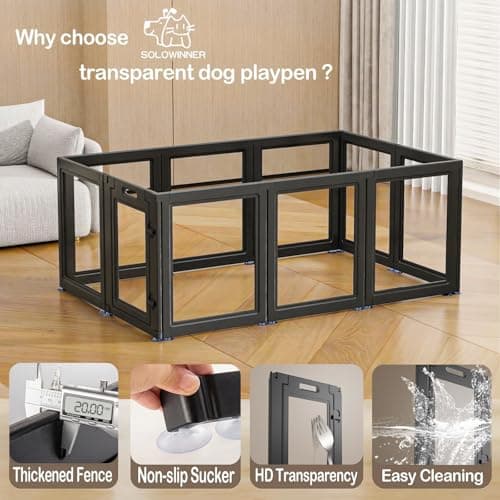 שער בטיחות לכלב — Clear Acrylic Dog Playpen Transparent Dog Playpen Indoor, Easy Assemble Clear Pe