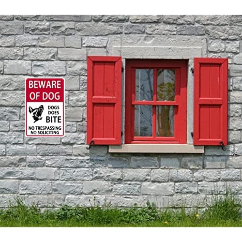 שער בטיחות לכלב — Beware Of Dog Metal Tin Sign No Trespassing No Soliciting Warning Signs For Fenc