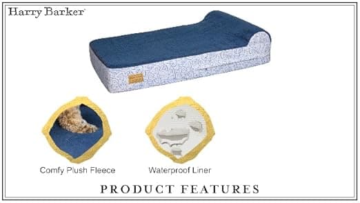 מיטה אורטופדית לכלב — Harry Barker Premium Waterproof Orthopedic Pet Bed, 11" Thick, Three Layers of F
