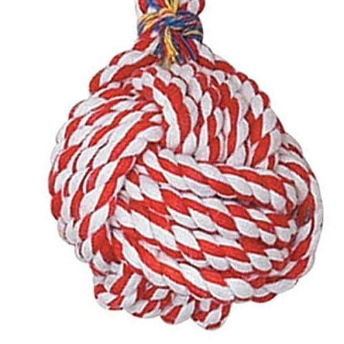 צעצוע חבל/כדור לכלב — Zanies Fist Knot Rope Ball Dog Toy Ball Handle Fetching Tugging Choose Size & Co