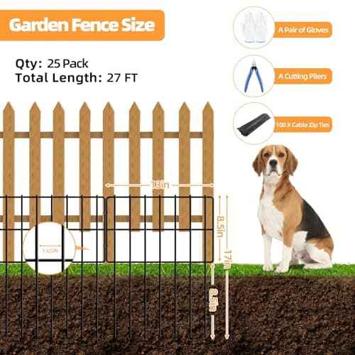 שער בטיחות לכלב — 25 Pack Garden Animal Barrier - 1.65inch Spike Spacing, Reusable Rustproof Metal