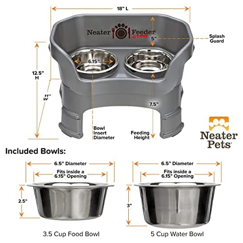 קערת האכלה לכלב — Neater Feeder Deluxe Medium Dog with Leg Extensions and Slow Feed Bowl, Gunmetal