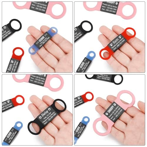 תג שם לכלב — Custom Slide On Pet Tag ID, Silent Custom Dog Tags, Personalized Stainless Steel