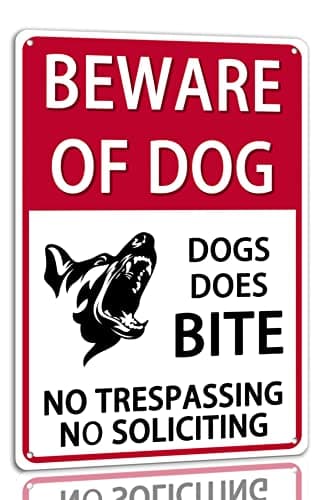 שער בטיחות לכלב — Beware Of Dog Metal Tin Sign No Trespassing No Soliciting Warning Signs For Fenc