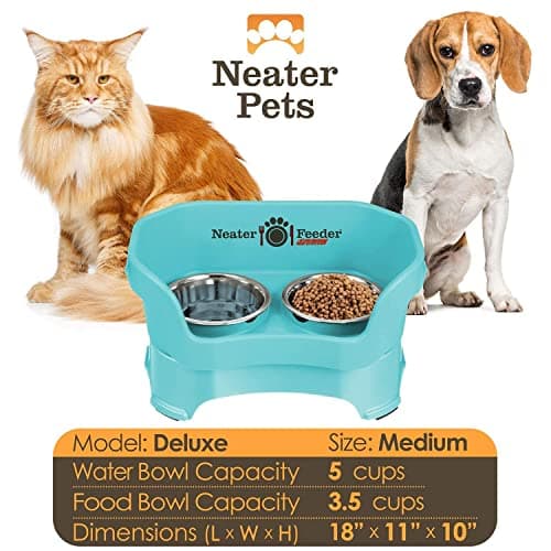 קערת האכלה לכלב — Neater Feeder Deluxe with Slow Feed Bowl for Medium Sized Dogs, Aquamarine