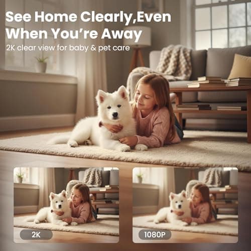 מצלמת מעקב לכלב — Indoor Camera for Pet & Baby Monitoring, 2K Clear View, Motion Alerts & Night Vi