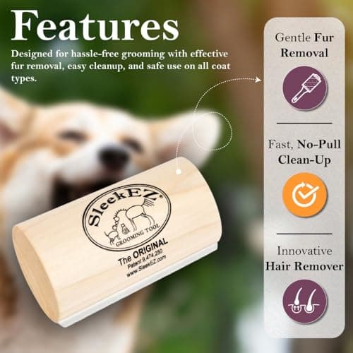 מברשת טיפוח לכלב — SleekEZ Dog Brush for Shedding & Dog Grooming Supplies | Pet Hair Removal Tool |