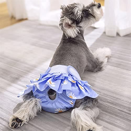 חיתול לכלב — Dog Diapers for Female Dogs 3 Pack Washable Dog Panties Diaper Skirt Flower Prin