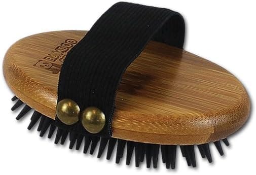 מברשת טיפוח לכלב — Bamboo Groom Curry Brush with Rubber Bristles for Pets