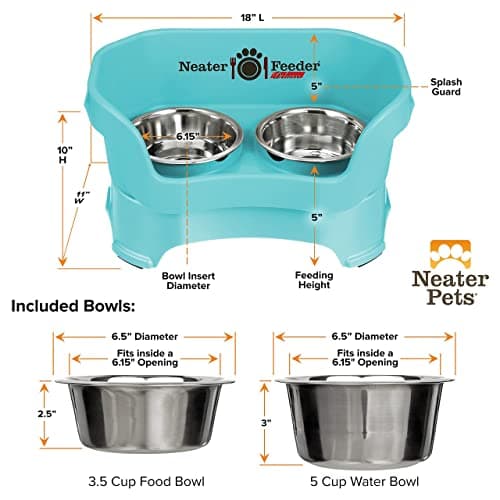 קערת האכלה לכלב — Neater Feeder Deluxe with Slow Feed Bowl for Medium Sized Dogs, Aquamarine