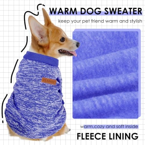 בגדים לכלב — 3 Pack Dog Sweaters for Small Dogs Girl Boy Winter Fleece Clothes Warm Soft Dog 