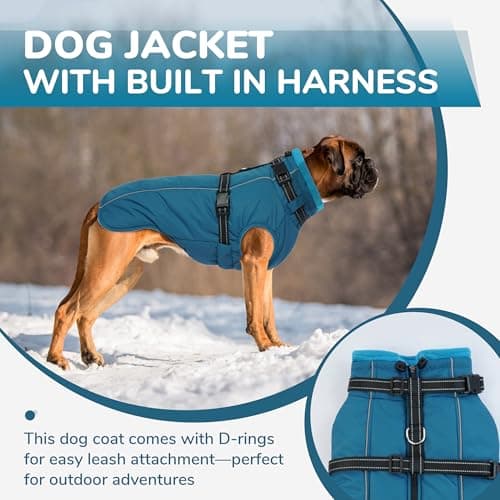 מעיל לכלב — PUMYPOREITY Snow Jacket for Large Dogs Waterproof, Warm Dog Winter Coat with Har