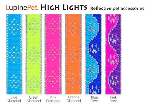 קולר לכלב — Lupine Reflective Dog Collar 1" Wide Pink Paws Adjusts from 12" to 20"