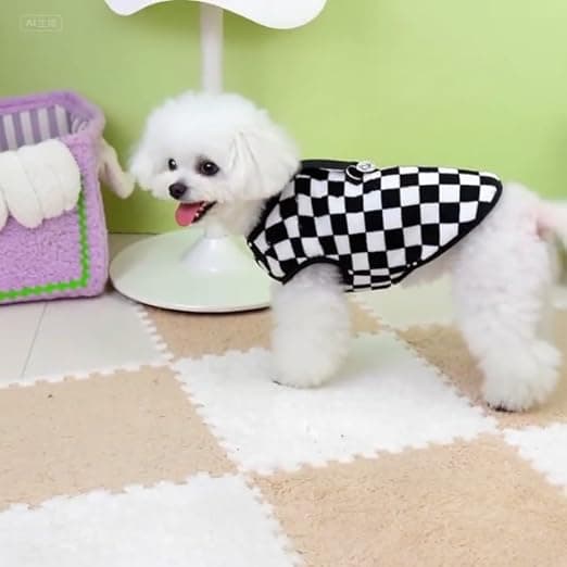 בגדים לכלב — Ranphy Pet Checkered Fleece Sweatshirt for Small Dog Puppy Sleeveless Vest Pullo