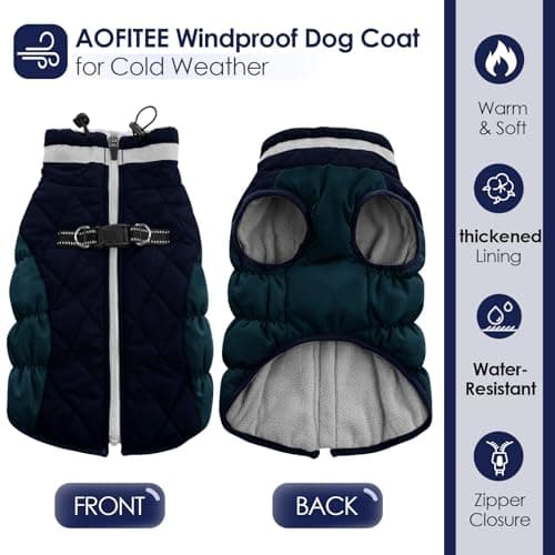 מעיל לכלב — AOFITEE Dog Coat, Warm Dog Jacket, Reflective Winter Coats for Medium Dogs, Turt