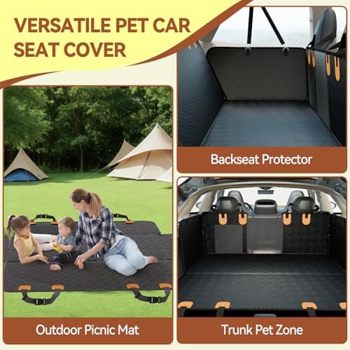 כיסוי רכב לכלב — Dog Car Seat Cover for Back Seat, Hard Bottom Car Seat Cover for Dogs, Waterproo