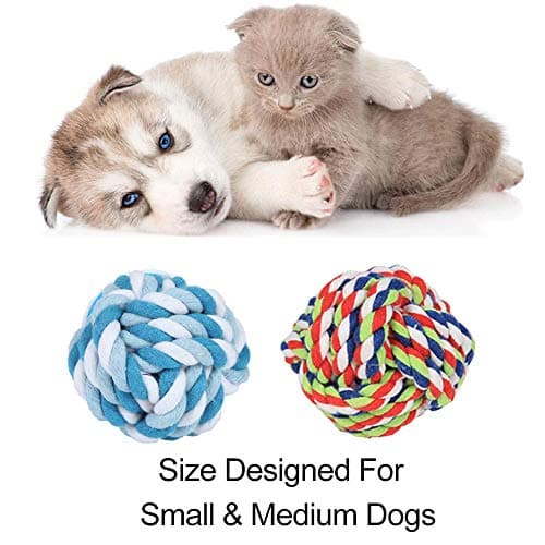 צעצוע חבל/כדור לכלב — Dog Rope Ball 2Pack - Medium Breeds Knot Ball Rope Toys for Puppies to Medium Do