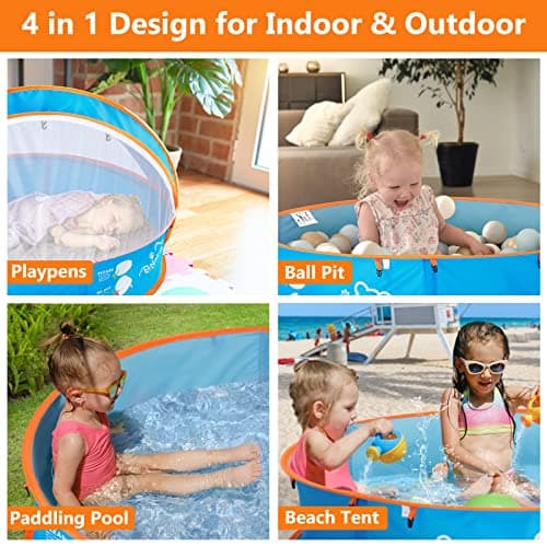 בריכה לכלב — Peradix Paddling Pool for Kids & Pets Infant Ball Pit Tent, Baby Beach Tent, Tod