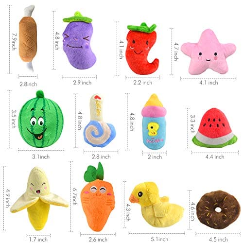 צעצוע פלאש לכלב — 12 Squeaky Dog Toys for Small Dogs Plush Dog Squeaky Toys Cute Puppy Pet Dog Toy