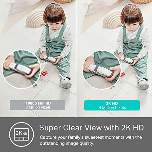 מצלמת מעקב לכלב — Kasa 2K+ Indoor Wired Security Camera - Works as a Baby Monitor & Pet Camera, Pe