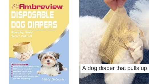 חיתול לכלב — Ambreview Dog Diapers Female, Disposable Diapers for Female Dog with Stretchy Wa