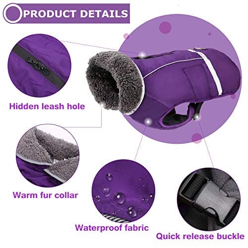 מעיל לכלב — Warm Dog Coat Reflective Winter Jacket, Waterproof Windproof Dog Turtleneck Clot