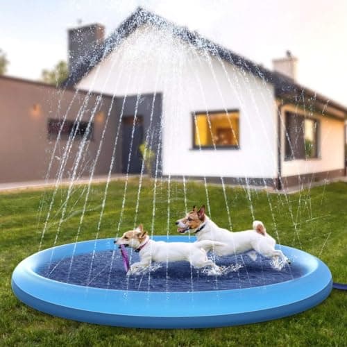 בריכה לכלב — Non-Slip Dog Splash Pad, Thickened Sprinkler Pool for Summer Outdoor Water Play 